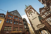 Martinstor in the historic center of Freiburg im Breisgau, Black Forest, Baden-Wuerttemberg, Germany