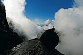 Climber on the top of Cioch, Cuillin, Skye, Inner Hebrides, Scotland, Great Britain