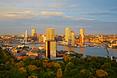 View of Rotterdam Harbour, Hotel New York, Skyline, Erasmus bridge, Province of Southern Netherlands, South Holland, Netherlands, Europe