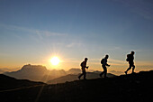 Female hikers on mount Steinplatte, Waidring, Tyrol, Austria