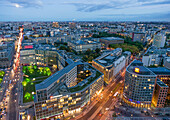 Panoramablick vom Kollhoff Tower auf Leipziger Platz, Berlin, Deutschland