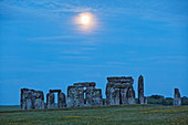 Stonehenge in the moonlight, Amesbury, Wiltshire, England, Great Britain