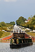 Caen Hill Locks, Kennet and Avon Canal, Devizes, Wiltshire, England, Great Britain