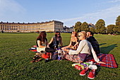 Picnic on the lawn at Royal Crescent, Bath, Somerset, England, Great Britain