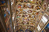 Renaissance frescoes by Michelangelo in the Sistine Chapel. Vatican Palace Museums. Vatican City. Rome. Lacio. Italy.