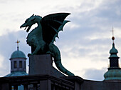 Slovenia, city of Ljubljana, dragons bridge at night/ Slovenie, ville de Ljubljana, pont des dragons la nuit.