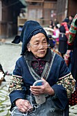 China ,Guizhou province , Langde village , Long Skirt Miao people in traditional dress , old women.