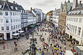 Stroget street, the main pedestrian shopping street, Copenhagen, Denmark.