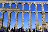 Segovia, Roman Aqueduct, Azoguejo Square, Castilla-Leon, Spain.