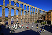 Segovia, Roman Aqueduct, Azoguejo Square, Castilla-Leon, Spain.