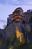 Cuenca, Casas Colgantes, Hanging houses at dusk, UNESCO World Heritage Site. Castilla-La Mancha. Spain.