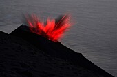 Stromboli volcano eruptions, Sicily, Italy