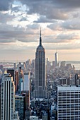 Looking South from Midtown Manhattan at the Empire State Building and Surrounding Area.