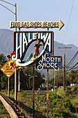 'Welcome sign for the town of Haleiwa; Oahu, Hawaii, United States of America'