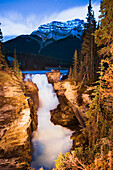 Artist's Choice: Athabasca Falls And Mount Kerkeslin At Dusk, Jasper National Park, Alberta