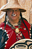 Alaska Native Tsimshian Man In Traditional Regalia