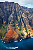 'View of the rugged coastline along an hawaiian island; Hawaii, United States of America'