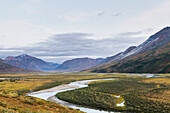 Rafters Camping Off Noatak River In The Brooks Range, Gates Of The Arctic National Park, Northwestern Alaska, Above The Arctic Circle, Arctic Alaska, Summer.