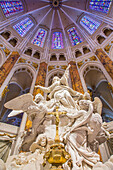 The choir with the statue of the assumption of the virgin mary made of carrara marble by the sculptor charles-antoine bridan, interior of the our lady of chartres cathedral, listed as a world heritage site by unesco, eure-et-loir (28), france