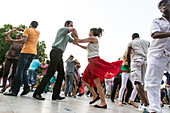 Parisian-style dance on the quays of the seine, tango and entertainment on the esplanade of the tino rossi garden, saint-bernard quay, paris (75), france