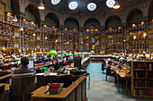 Reading room in the bibliotheque nationale, the biggest library in france, rue richelieu, paris (75), france