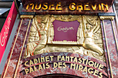 Facade of the entry to the grevin museum, fantastical collection and palace of mirages (wax figures) founded by arthur meyer, boulevard montmartre, paris (75), france