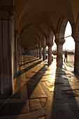 Arcades of the doge‚äôs palace at sunset, venice, venetia, italy