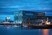 The harpa, concert hall and convention center, old port of reykjavik, midnight sun, reykjavik, capital of iceland, southern iceland, europe