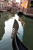 Gondola moored in a quiet canal in the Dorsoduro area, Venice, UNESCO World Heritage Site, Veneto, Italy, Europe