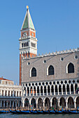 The Campanile and Palazzo Ducale (Doges Palace), seen from St. Mark's Basin, Venice, UNESCO World Heritage Site, Veneto, Italy, Europe