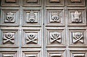 Door with skulls, Purgatory Church, in the Sassi area of Matera, Basilicata, Italy, Europe