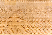 Bas-relief frieze at Angkor Wat, Angkor, UNESCO World Heritage Site, Siem Reap Province, Cambodia, Indochina, Southeast Asia, Asia