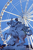 Sculpture and big wheel, Place de la Concorde, Paris, Ile de France, France, Europe