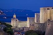 Old Town walls at dusk, UNESCO World Heritage Site, Dubrovnik, Dalmatia, Croatia, Europe