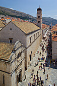 View of Stradun from Walls, Old Town, UNESCO World Heritage Site, Dubrovnik, Dalmatian Coast, Croatia, Europe