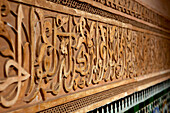 Intricate Islamic design at Medersa Ben Youssef, UNESCO World Heritage Site, Marrakech, Morocco, North Africa, Africa