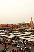 Marrakesh at dusk, Djemaa el-Fna, Marrakech, Morocco, North Africa, Africa