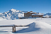 Sunny Valley Refuge, along the ski run of Santa Caterina Valfurva, high Valtellina, Lombardy