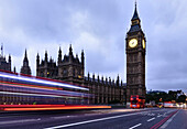 Time lapse view of bus passing Houses of Parliament, London, United Kingdom, London, London, United Kingdom