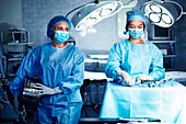 Caucasian surgeons preparing operating room, Nizniy Tagil, Sverdlovsk, Russia