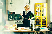 Caucasian woman cooking in kitchen, Nizhniy Tagil, Sverdlovsk region, Russia