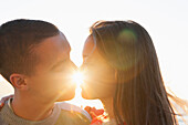 Caucasian couple kissing outdoors, Cape Town, Western Cape, South Africa