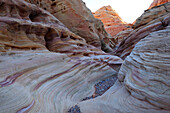 ERODED SANDSTONE IN CANYON, VALLEY OF FIRE STATE PARK, NEVADA, USA