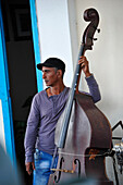 Double bass player, Havana, Cuba, Caribbean