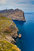 Spain, Mallorca Island, Formentor coast from Sa Creueta lookout, Colomer rock