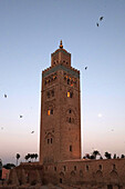 The minaret of the Koutoubia Mosque in Marrakech, Morocco.
