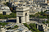 'France, Paris, District of the 16th district, the Arc de Triomphe (Seen since the 1st floor of the ''Eiffel Tower'')'