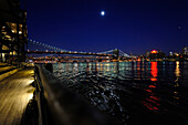 Brooklyn Bridge at night. Hudson Bay.