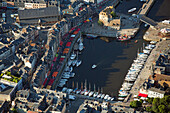 France, Calvados (14), Honfleur, picturesque old port, labeled Most beautiful detours of France (aerial view)