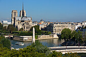 France, Paris (75), Notre-Dame de Paris, the Ile de la Cité and the Pont de la Tournelle view from the terrace of the Institute of the Arab World